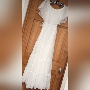 Angelic White Chiffon Gown, Full length